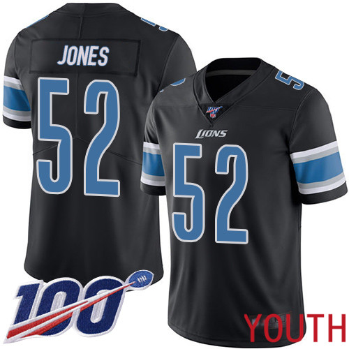 Detroit Lions Limited Black Youth Christian Jones Jersey NFL Football 52 100th Season Rush Vapor Untouchable